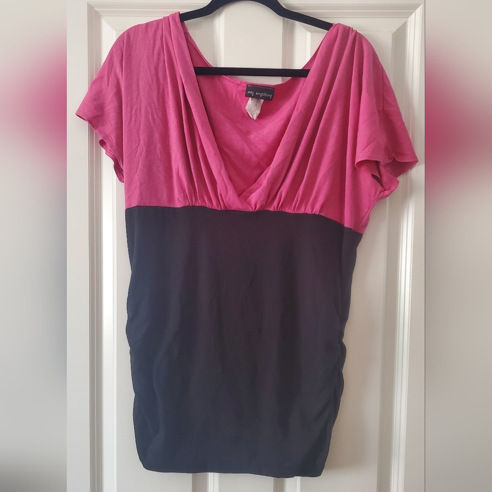 Say Anything Pink & Black Top